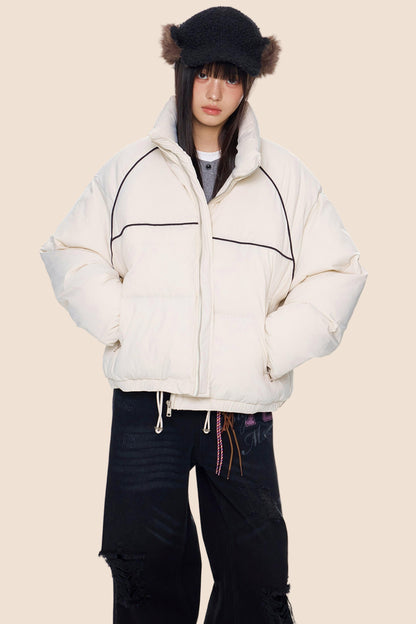 Color-Block Striped Cotton Jacket