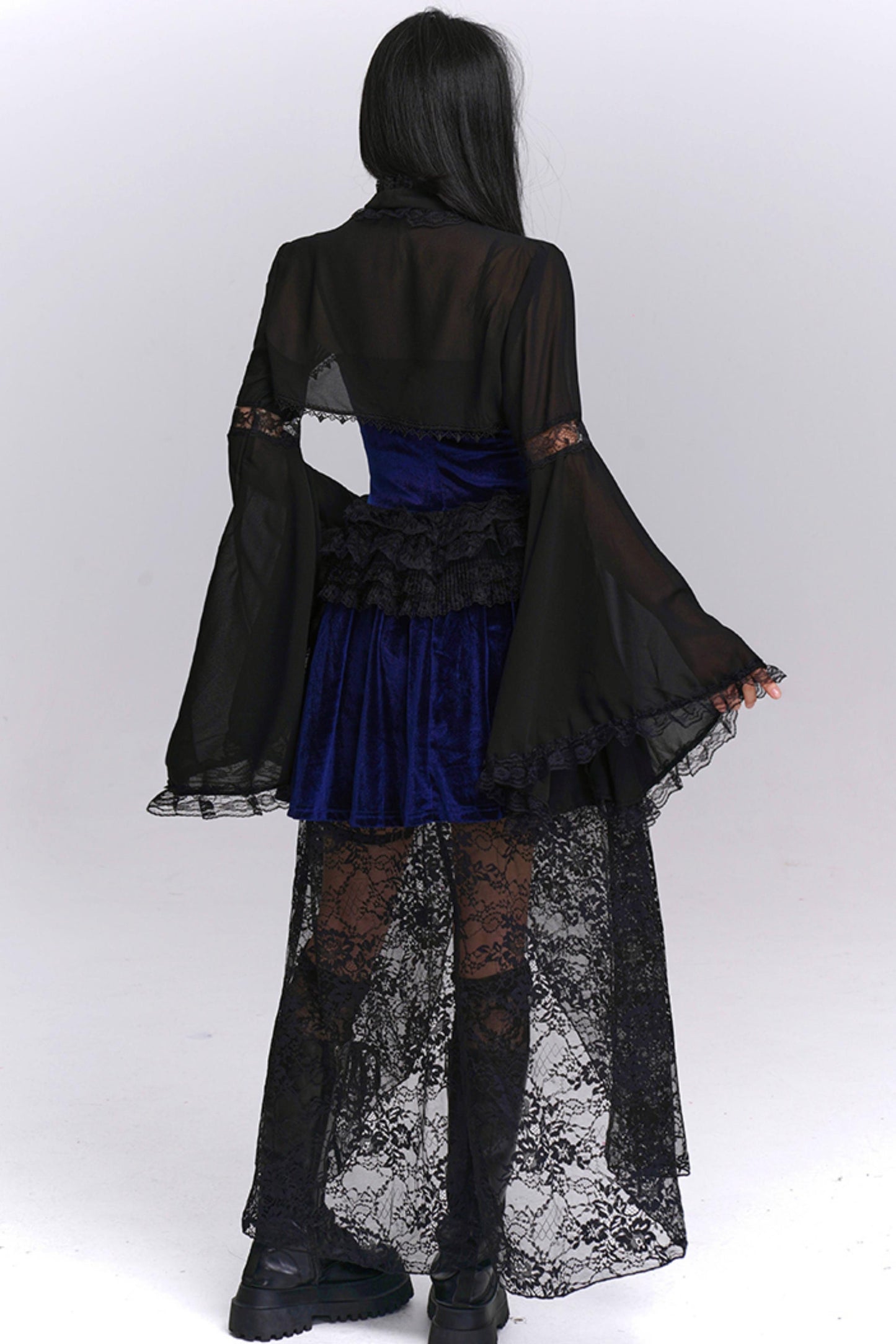 Stunning Blue Gothic Camisole Dress Set-Up