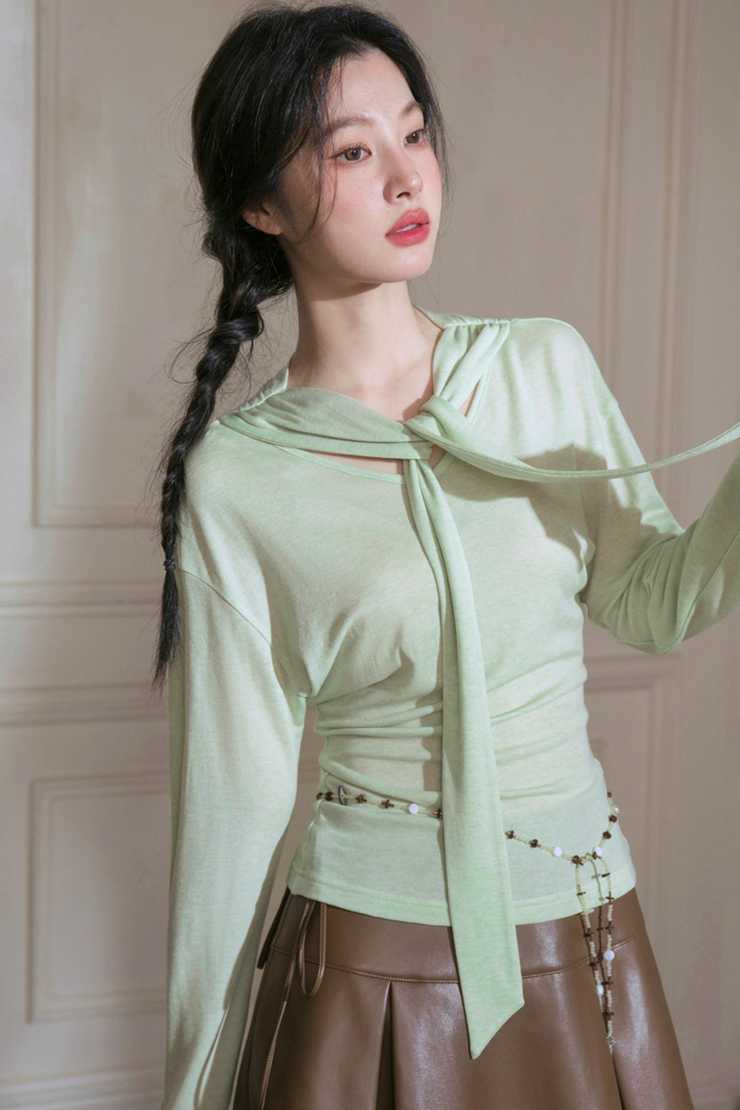 Green Wool Shawl Top