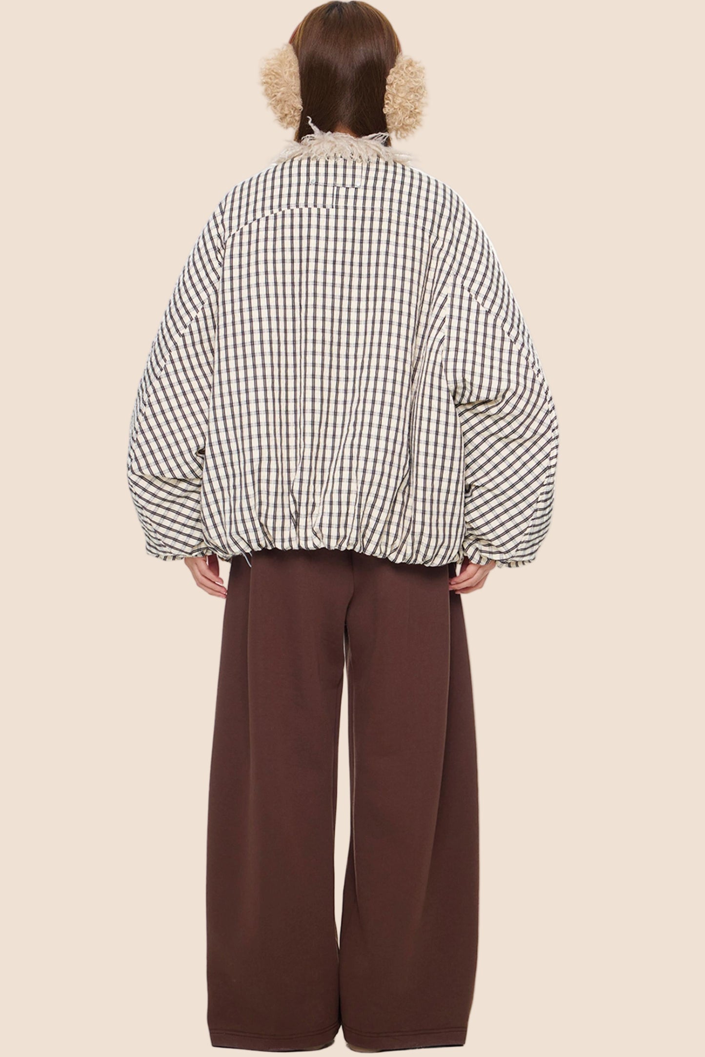 Plaid Fur Collar Jacket