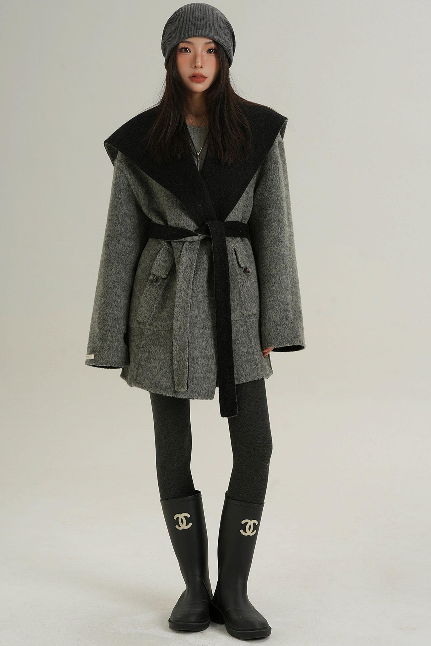 Double-Sided Large Lapel Mid-Length Wool Coat