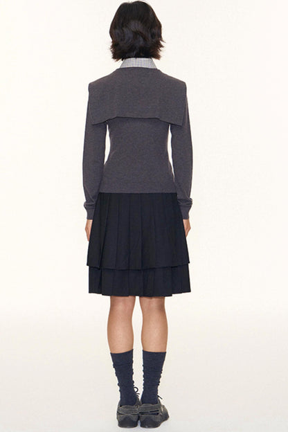 Double-Layer Pleated Skirt