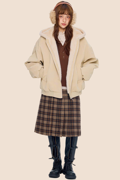 Mountain Carving Fur Collar Jacket