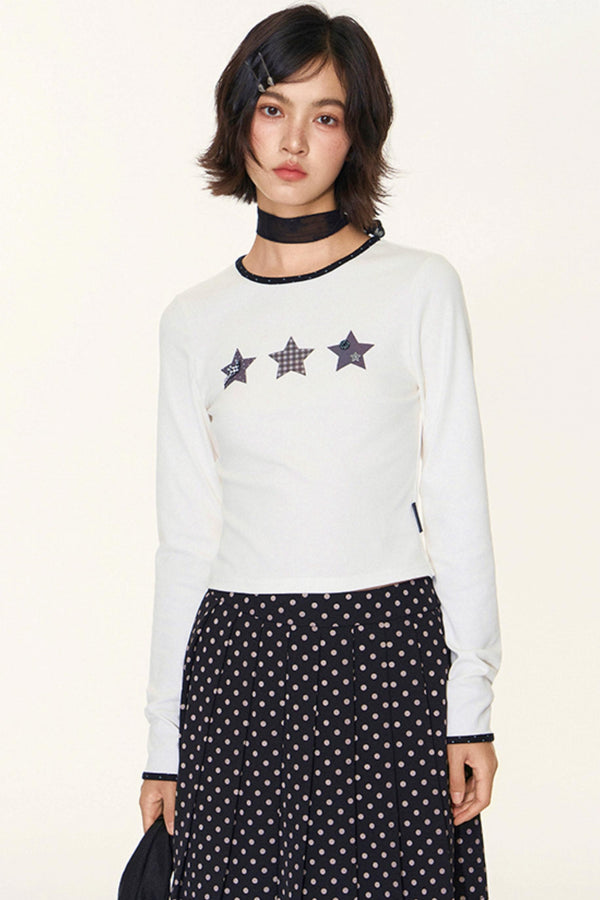 Star Contrast Long Sleeve Top