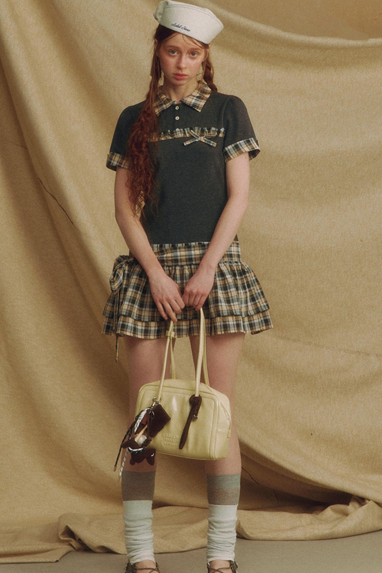 Color Block Bubble Sleeve Dress