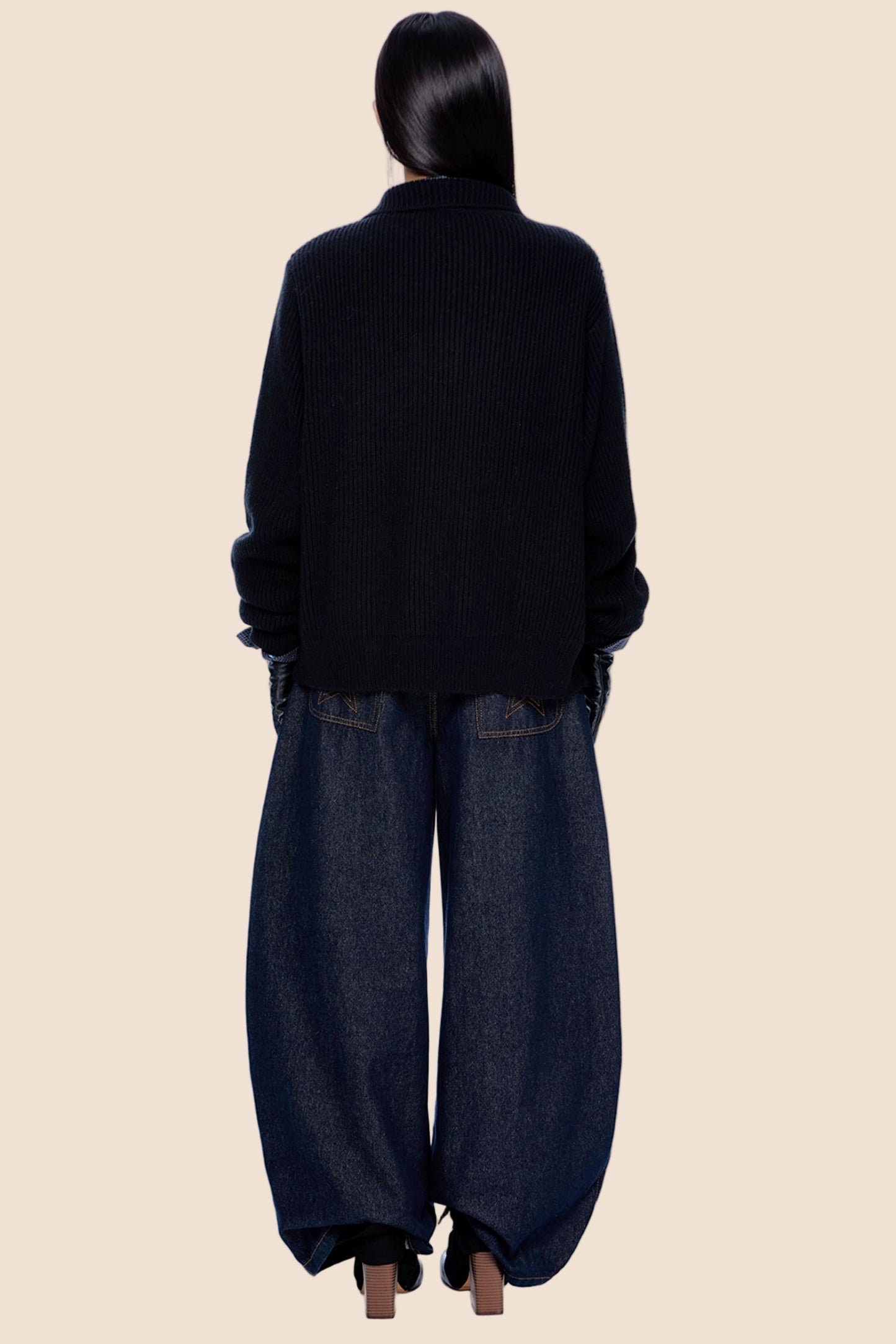 High-Neck Retro Knit Cardigan