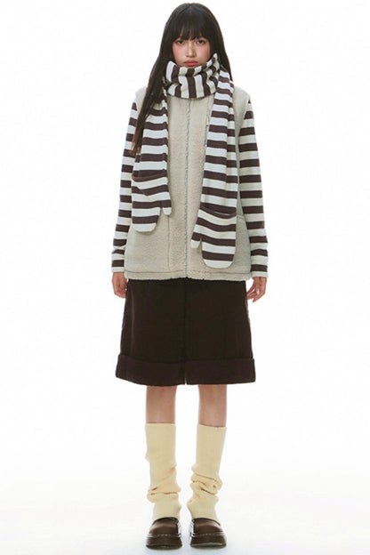 Stand-Up Striped Sweatshirt Jacket Set-Up