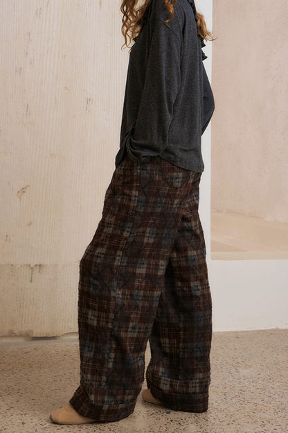 Textured Plaid Boho Slacks