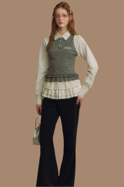 Chic Black Lace-Trimmed Wide Leg Pants