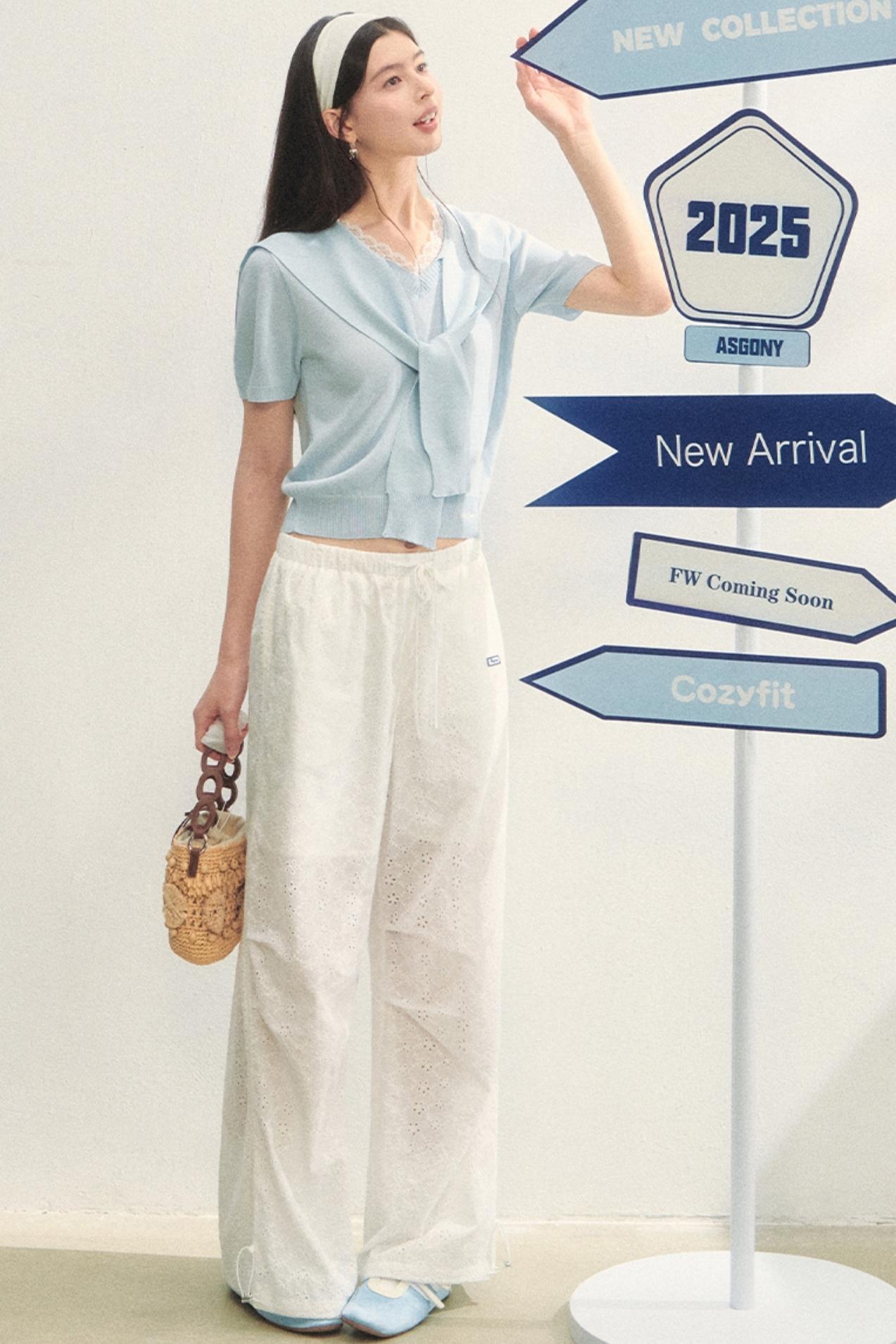 Short-Sleeved Lounge Knit Slacks Set-Up