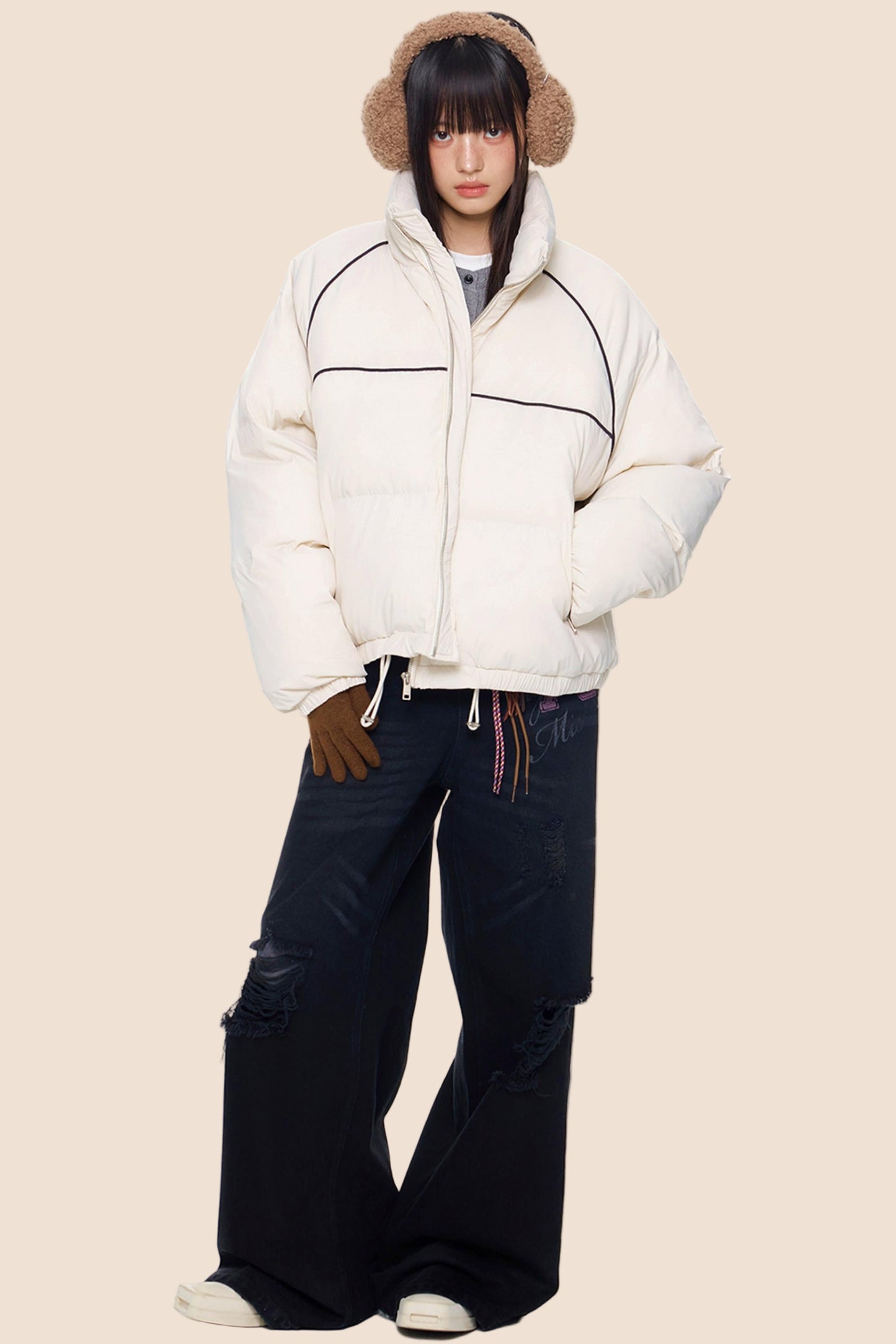 Color-Block Striped Cotton Jacket