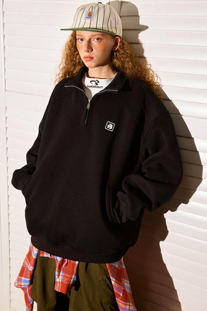 Half-Zipper Stand Collar Polo Sweatshirt