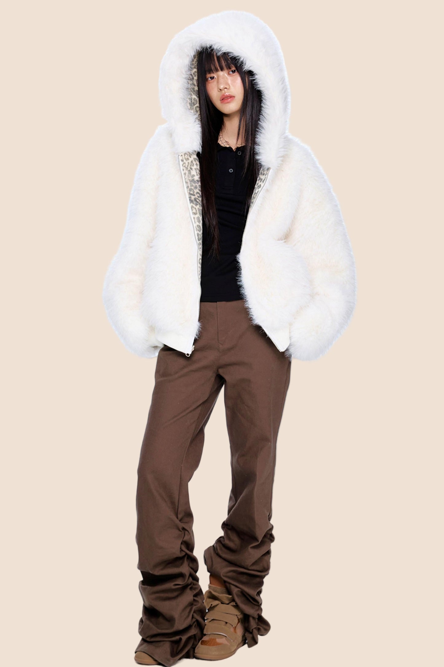 Reversible Leopard Hooded Jacket