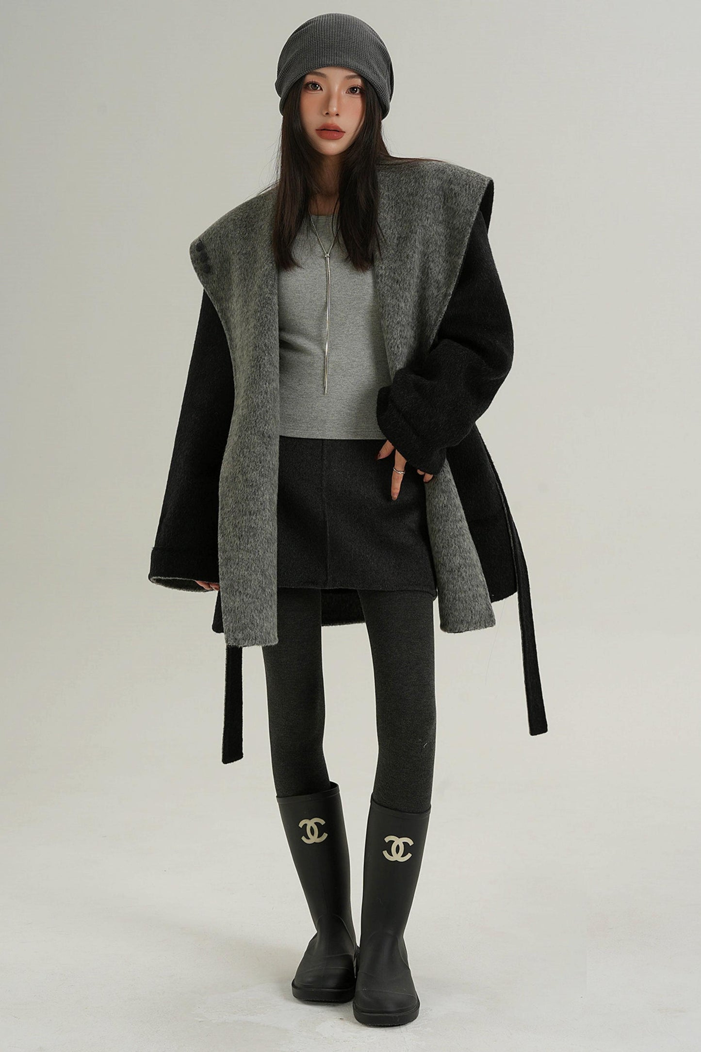 Double-Sided Large Lapel Mid-Length Wool Coat