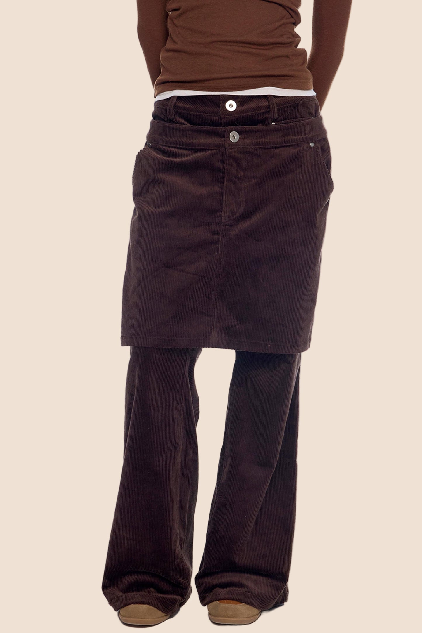 Corduroy Flared Skirt Pants