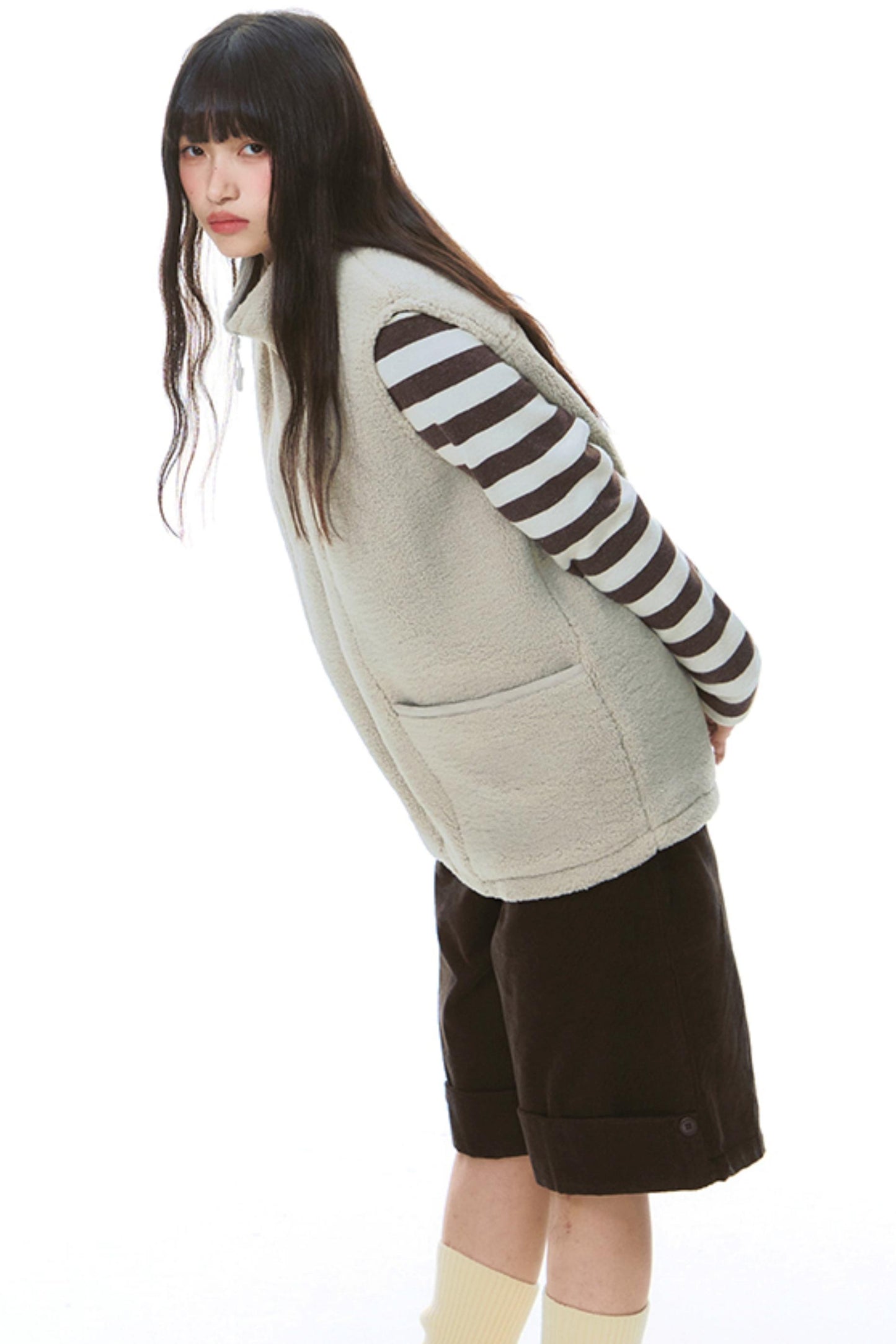 Stand-Up Striped Sweatshirt Jacket Set-Up