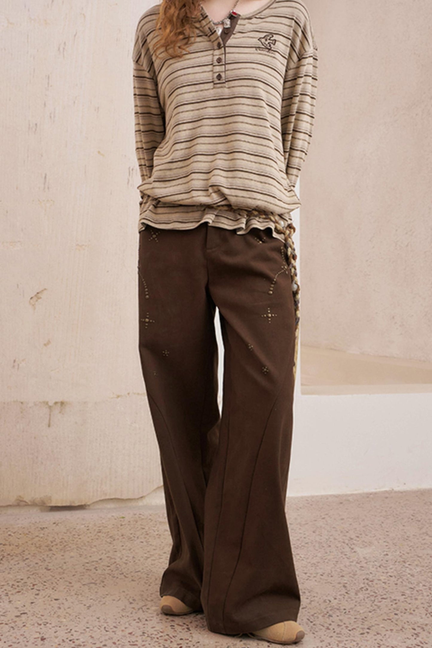 Hot Diamond Loose Wide-Leg Pants