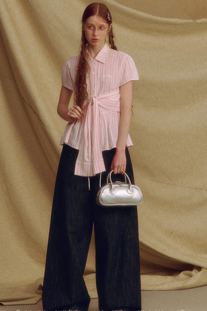 Chic Plaid Bow Tie Blouse