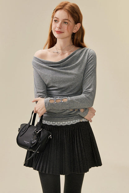 Swing Neck Lace Knit Top