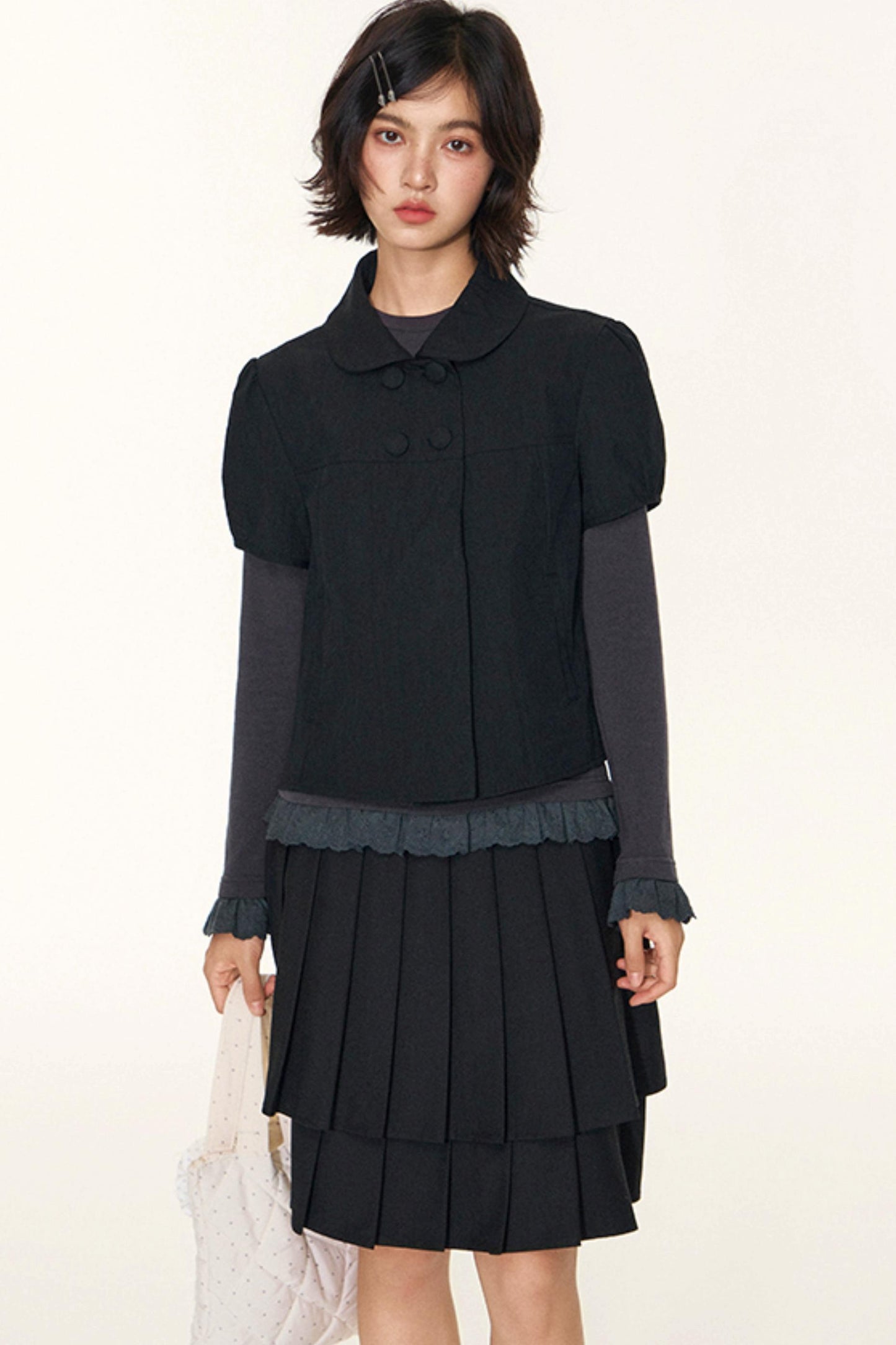 Double-Layer Pleated Skirt