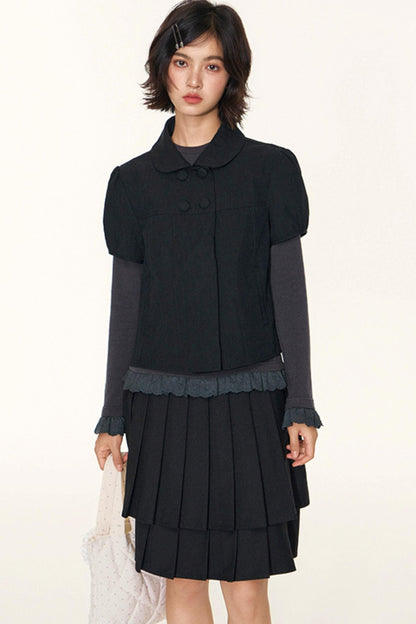 Double-Layer Pleated Skirt