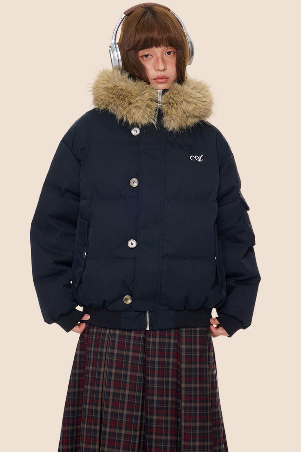 Large Fur Collar Hooded Jacket