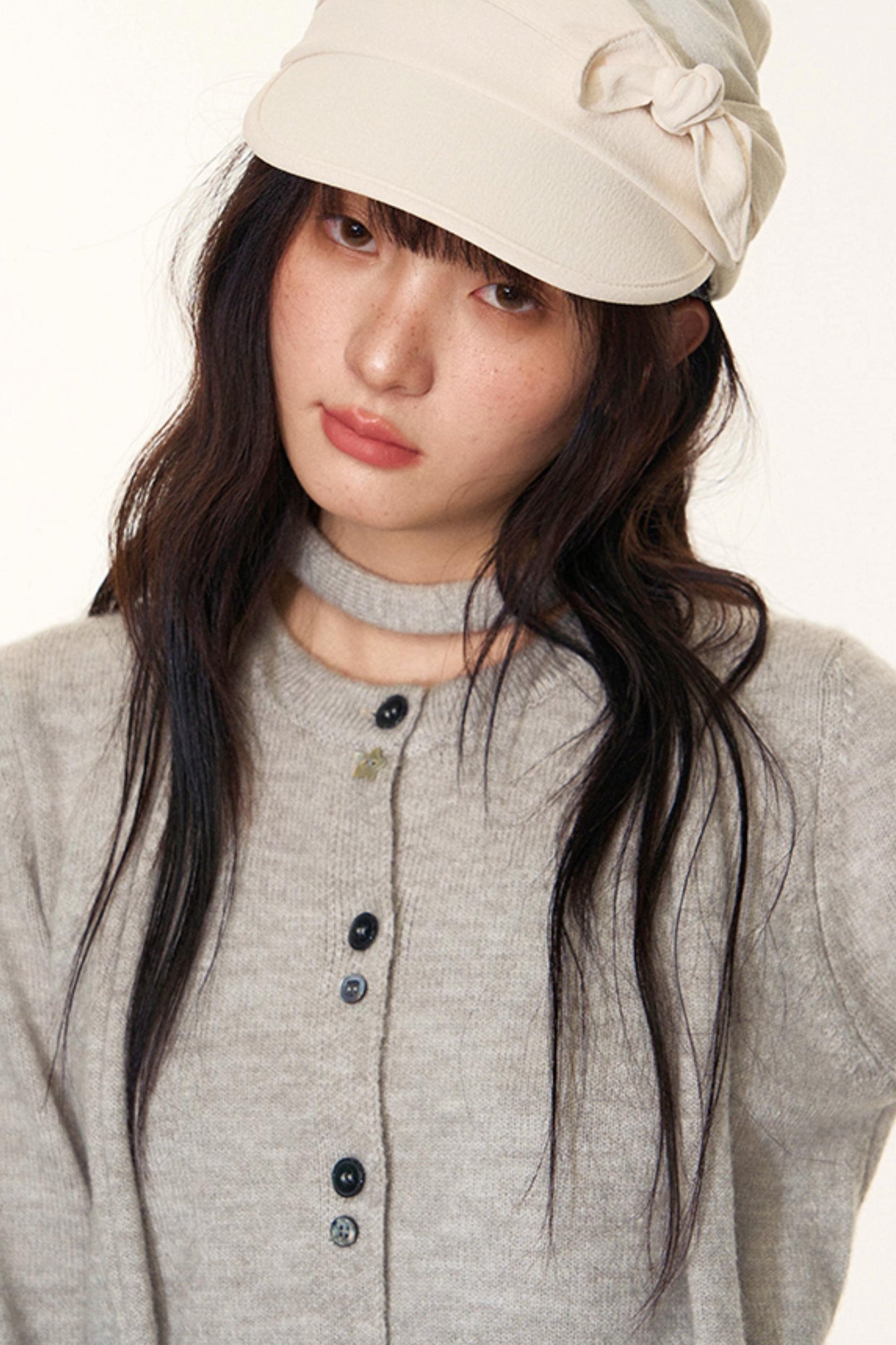 Original Lace-Up Crew Neck Cardigan Set-Up