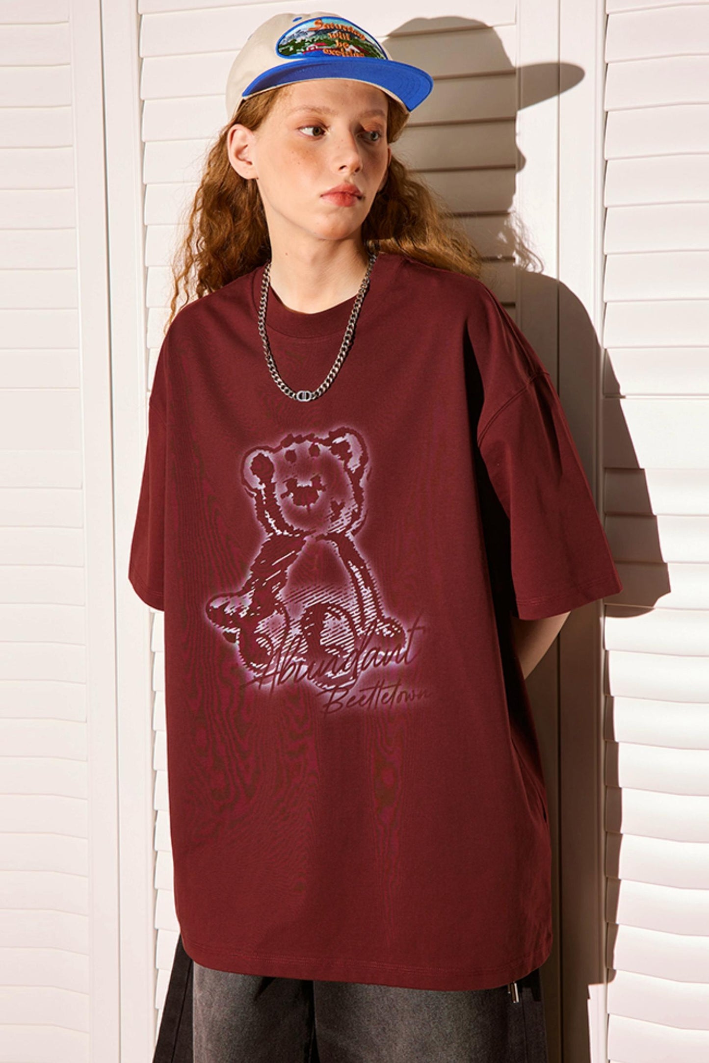 Retro Cartoon Bear Peplum Tee