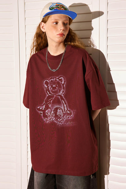 Retro Cartoon Bear Peplum Tee