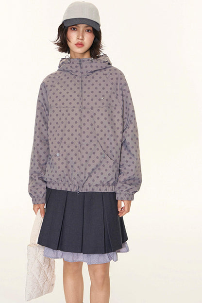 Autumn Polka Dot Hooded Jacket