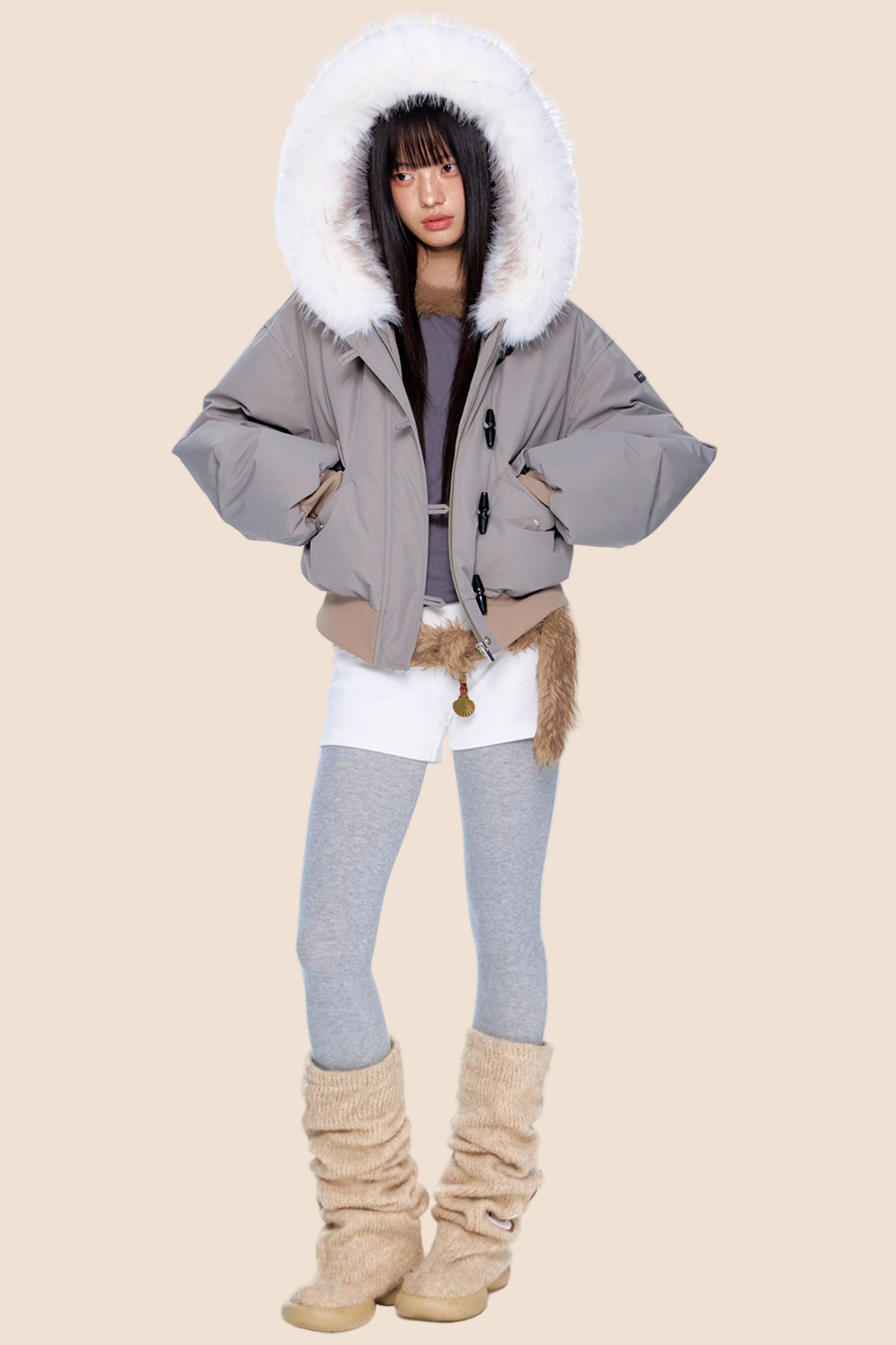 Large Fur Collar Parka Jacket