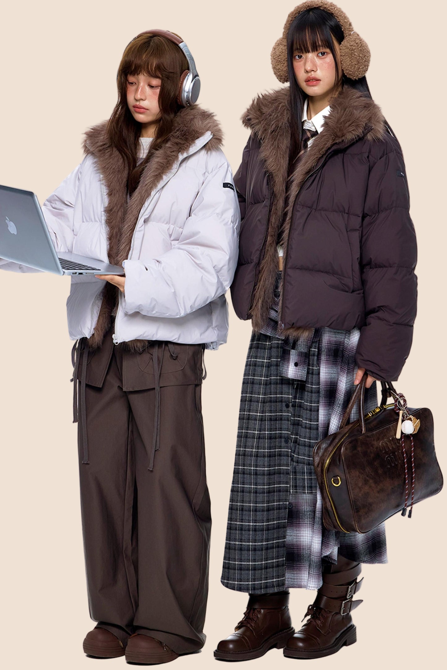 Retro Fur Collar Down Coat