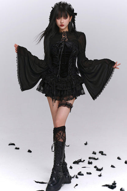 Black Puffy Black Culotte Set-Up