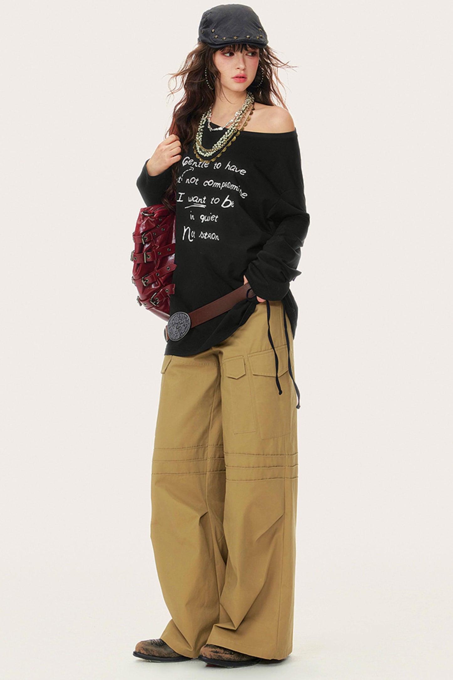 Hollow Long Sleeve Smock T-Shirt