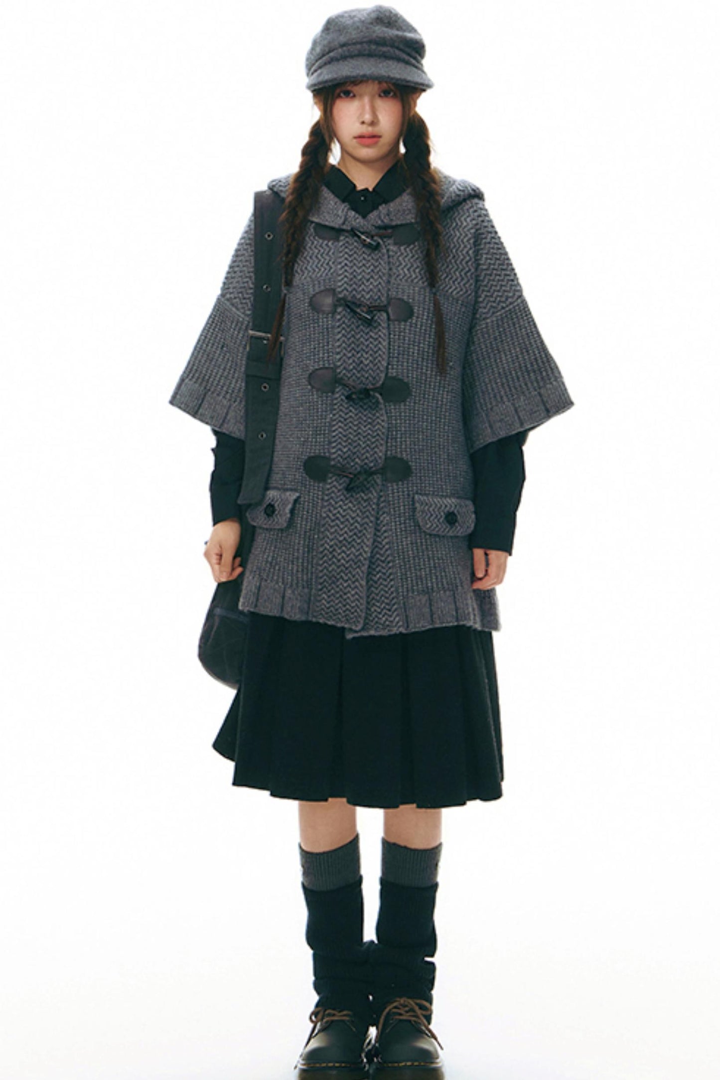 Vintage Horn Button Hooded Coat