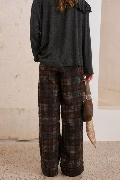 Textured Plaid Boho Slacks