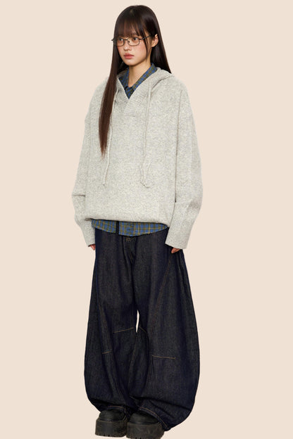 Lazy Vintage V-Neck Knit Sweater