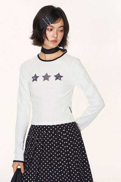 Star Contrast Long Sleeve Top
