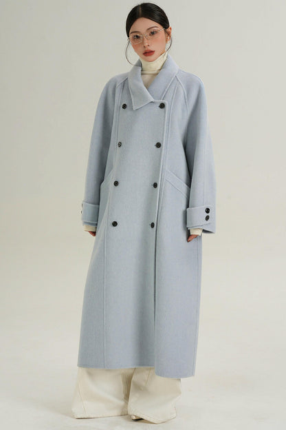 Elegant Blue Wool Coat