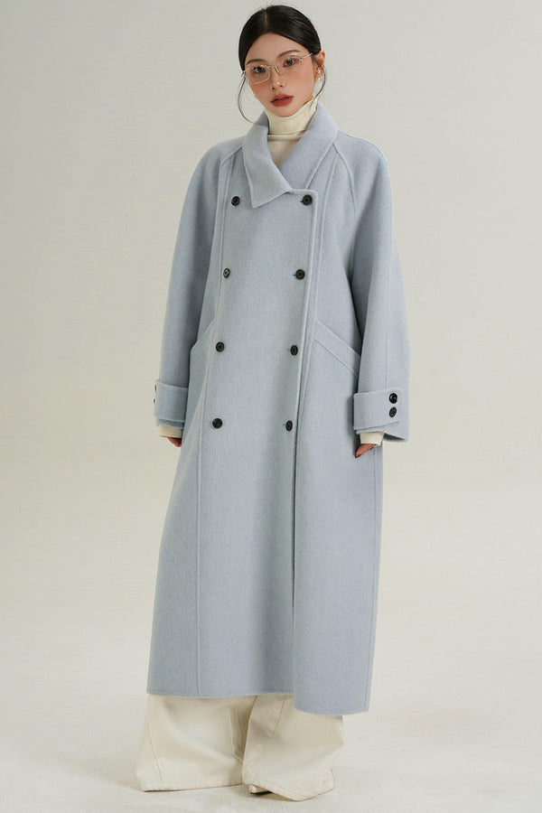 Elegant Blue Wool Coat