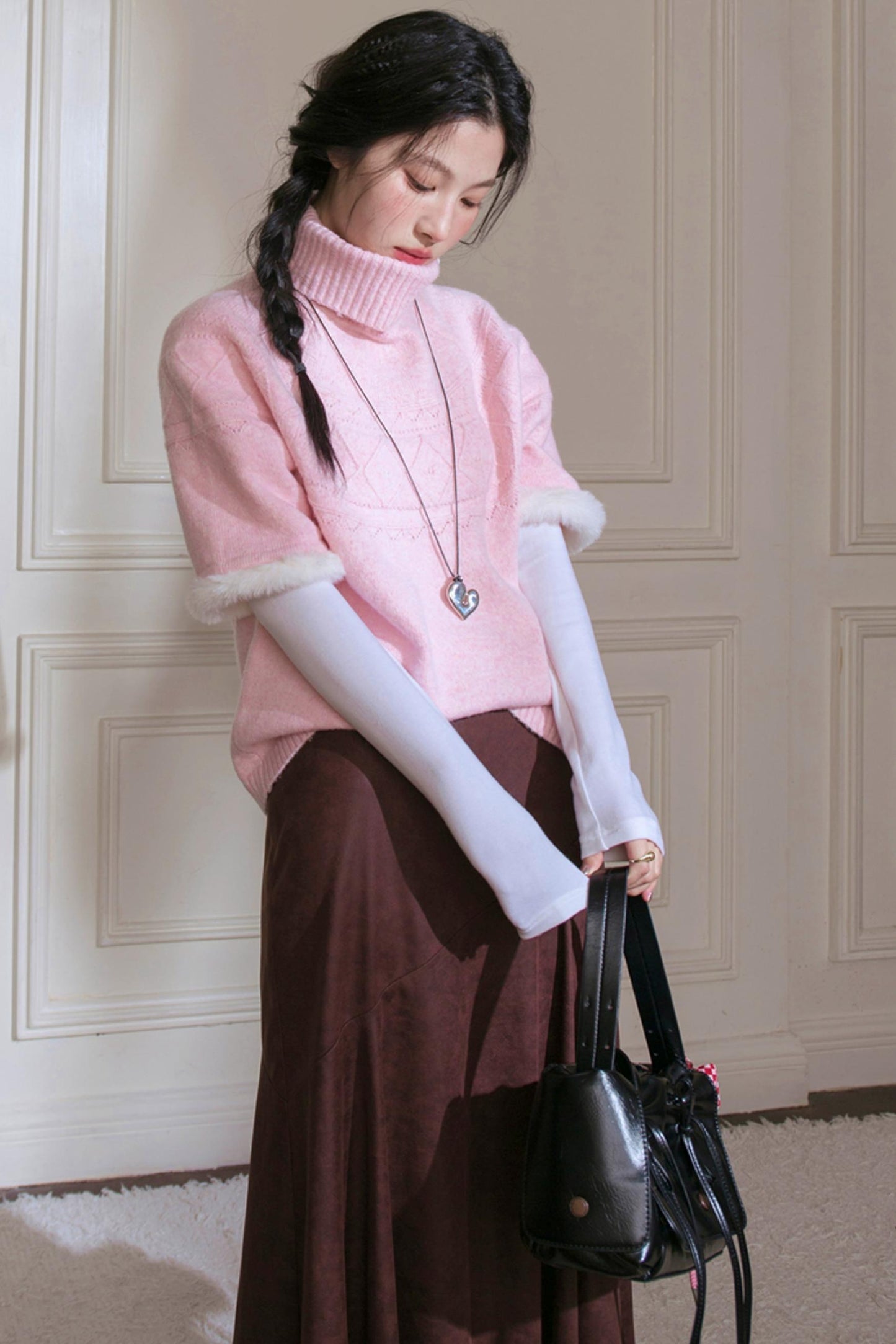 Blended Texture Irregular Skirt