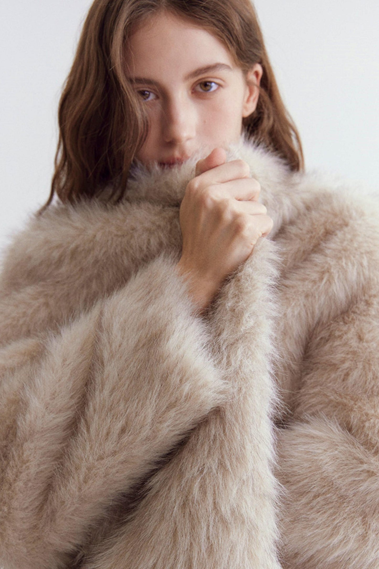 Stand Collar Eco-Friendly Fur Coat