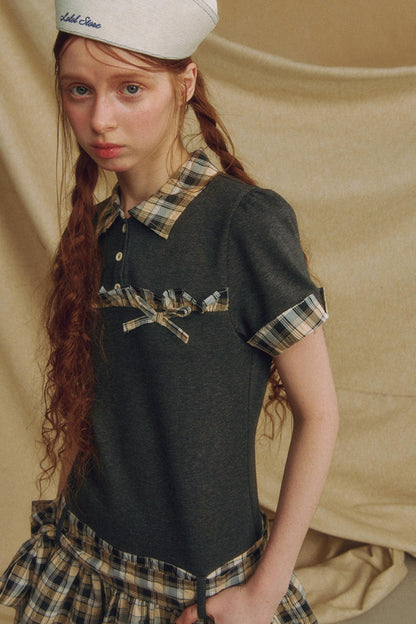 Color Block Bubble Sleeve Dress