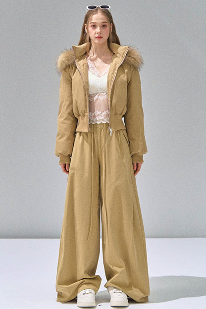 Big Fur Collar Waist Down Jacket