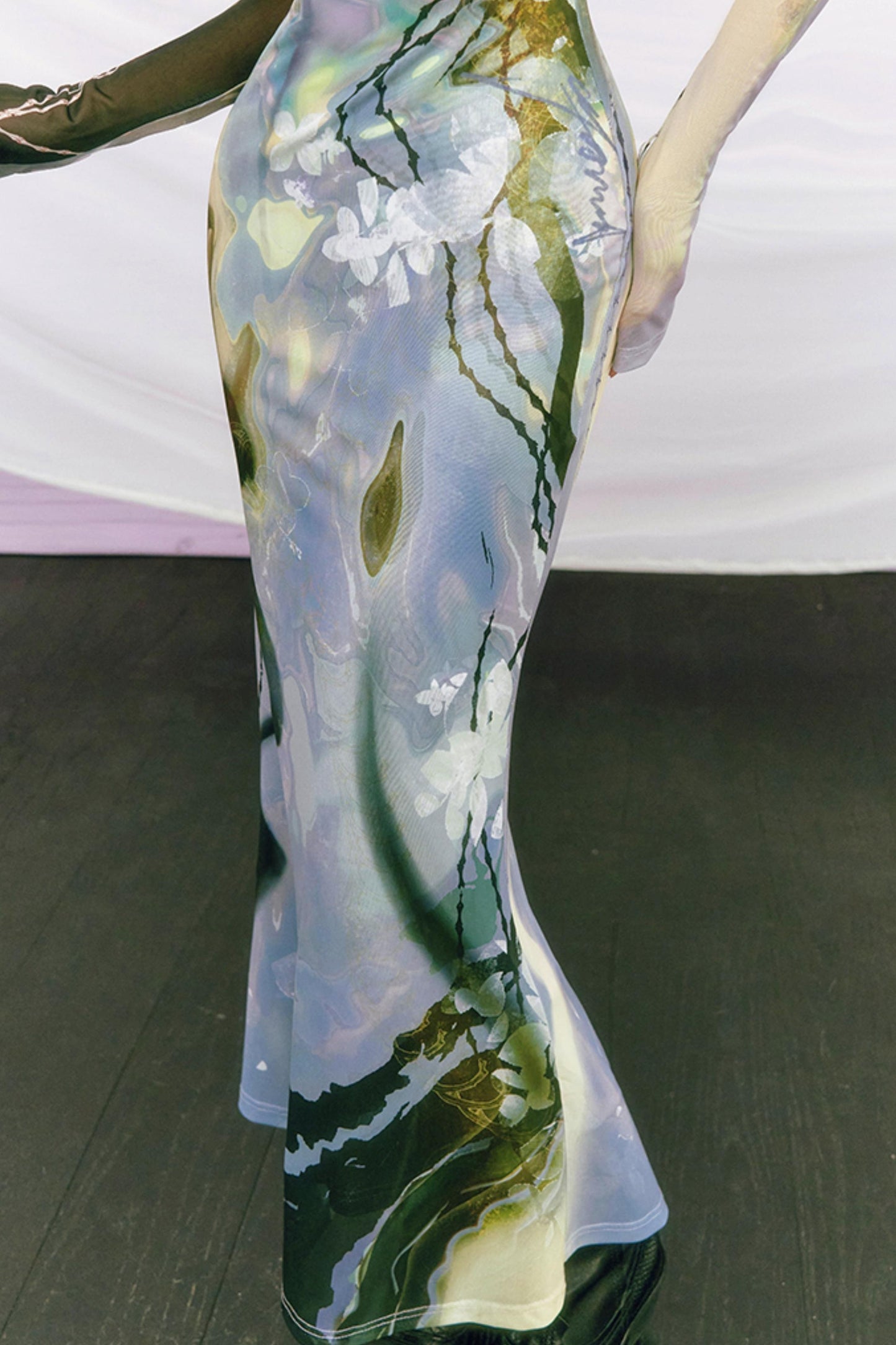 Golden Pearl Impressionist Cheongsam Dress