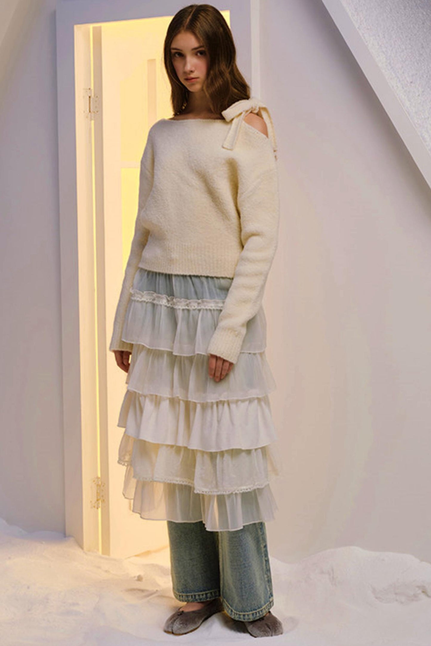 Hand-Dyed French Ruffled Skirt