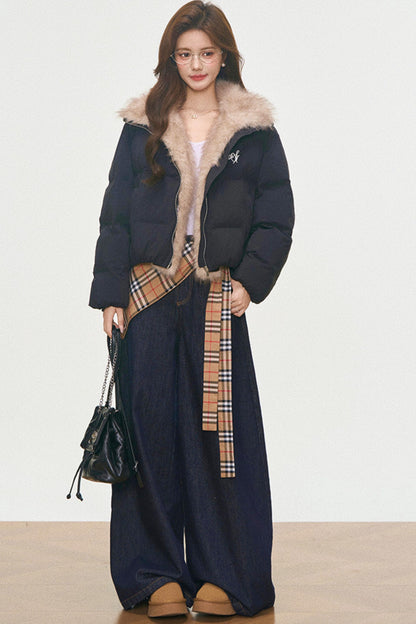 Winter Plaid Cotton Coat Set-Up