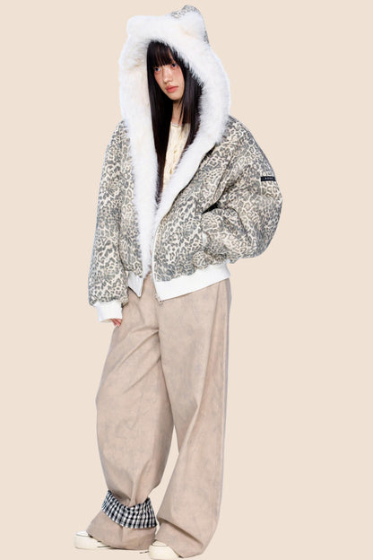 Reversible Leopard Hooded Jacket