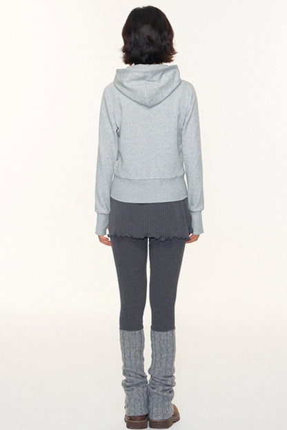 Star Patch Embroidered Hooded Cardigan Set-Up