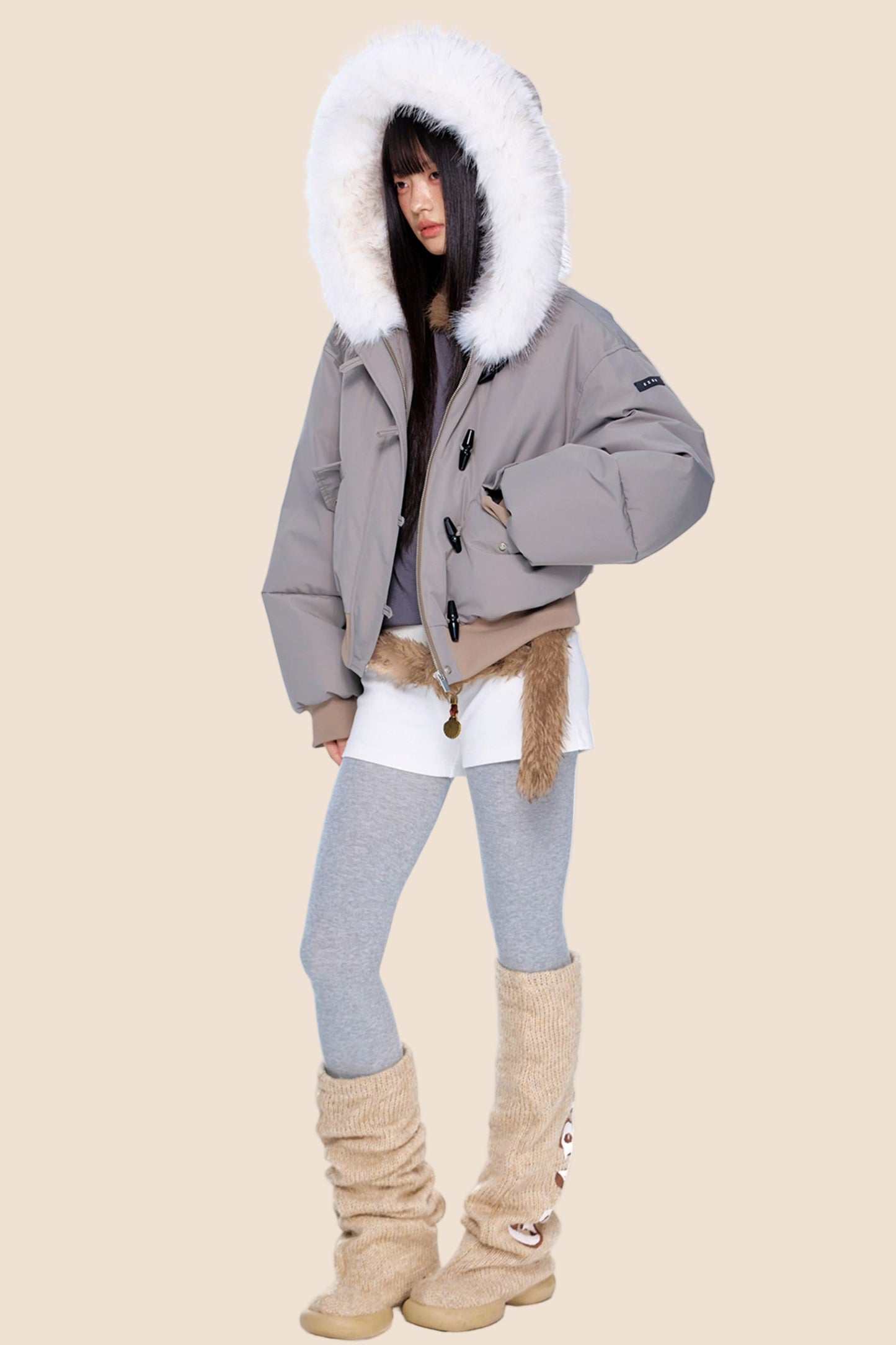 Large Fur Collar Parka Jacket